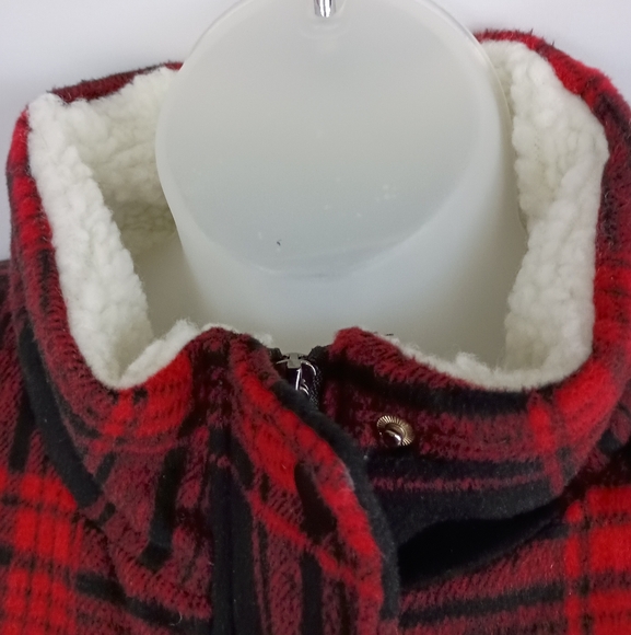 Plaid Red Black Christmas Winter Sherpa Sleeveless Vest Preppy Plus Size XXL - Picture 5 of 10